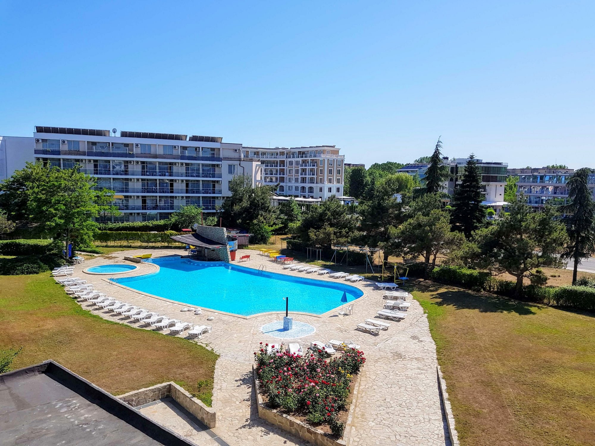 Pool surrounded by garden
